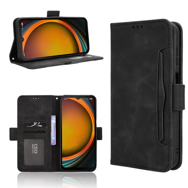 Til Samsung Galaxy XCover7 Pro Etui Telefonpung med Flere Kortlommer - Sort Black