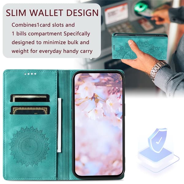Til Samsung Galaxy A57 5G cover med magnetisk lukning med præget mønster Mint