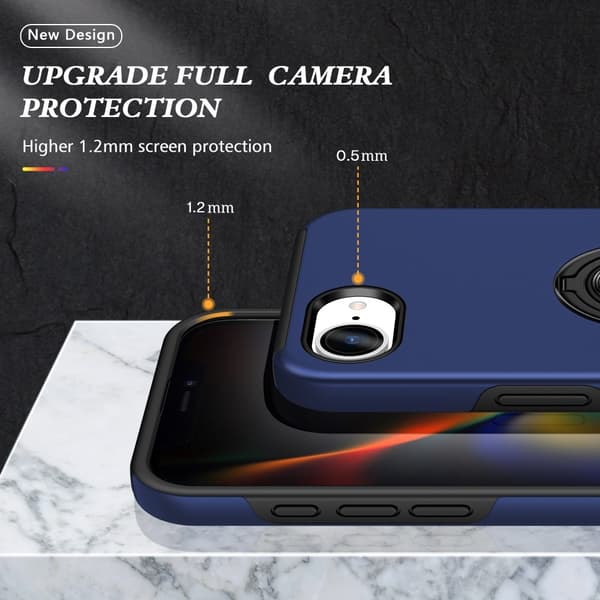 For iPhone 17e / 16e Hybrid-deksel med Fingerring Blue