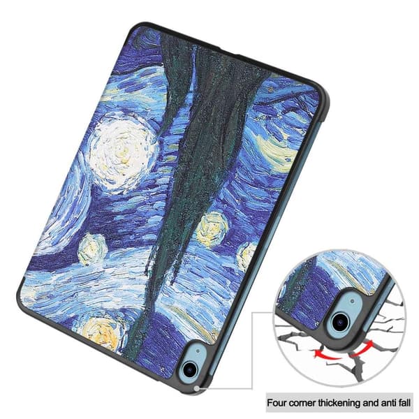 Trifoldet stativetui til iPad 10.9 (2022) Tabletcover - Maleri Multicolor
