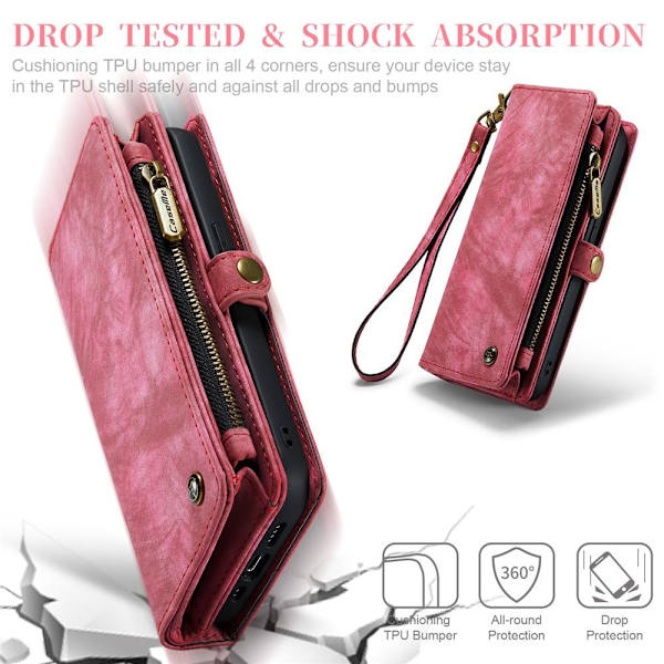 CASEME iPhone 15 Pro 2-in-1 Lompakon Puhelimen Kuori - Punainen Red