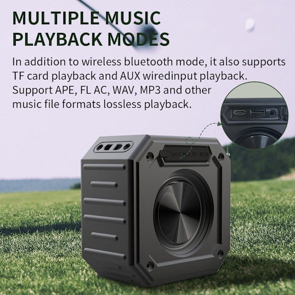Magnetisk Bluetooth högtalare golfvagn Vattentät subwoofer mikrofon Svart