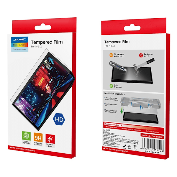 Dobe 2-osainen karkaistusta lasista valmistettu näytönsuoja, yhteensopiva Nintendo Switch 2:n kanssa Transparent