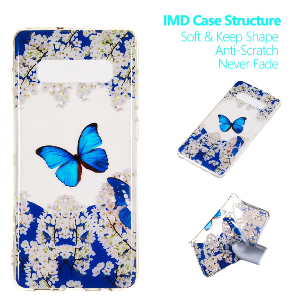 Pattern Printing IMD TPU Case for Samsung Galaxy S10 Plus Butterfly and Flower Black