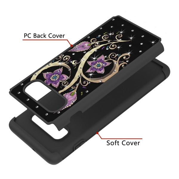 Samsung Galaxy S10+ Pattern PC TPU Phone Shell - Vivid Flower Black