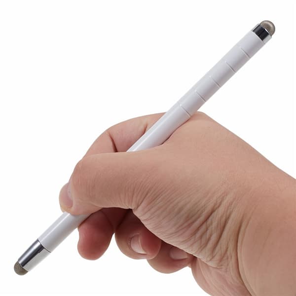 Stylus touchpenna Dubbla spetsar infällbar passiv styluspenna skrivning teckning Vit