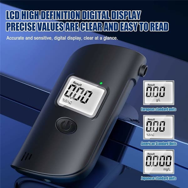 MR689 Alkoholmåler Alkoholtester Højpræcisions BAC-detektor Hvid LED-lys Black