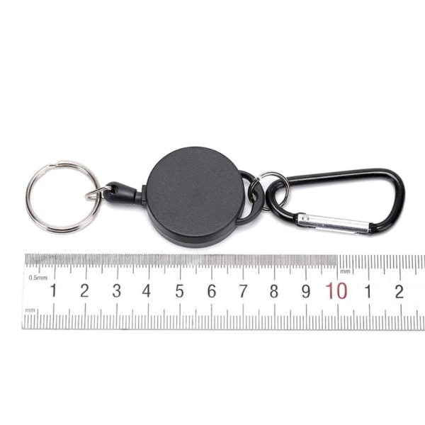 Retractable Key Chain Badge Reel Holder Carabiner Clip - Black Black