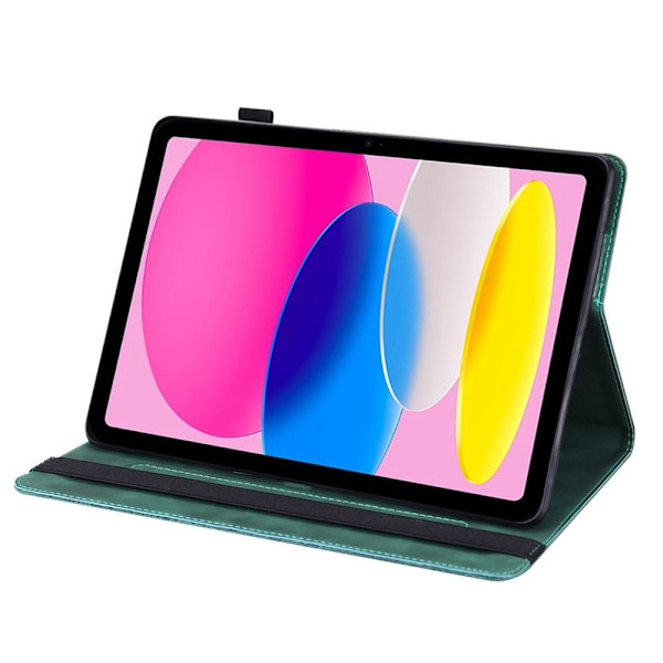 Til iPad 10.9 (2022) Tabletetui Cover Blomsterprægning - Grøn Green