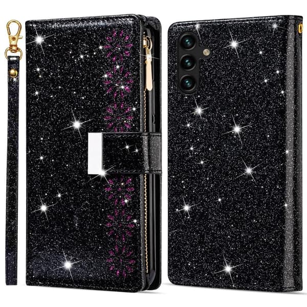 Til Samsung Galaxy A26 5G Etui Stjernehimmel Indgraveret Pungcover Black