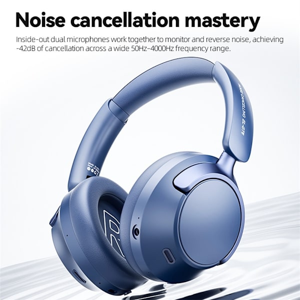Trådløse PC Gaming Headset Støjreducerende Over-Ear Bluetooth Hovedtelefoner - Blå Blue