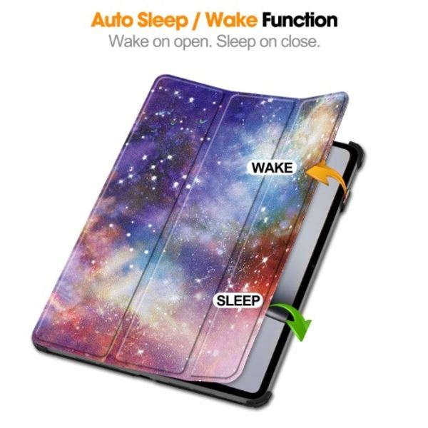 Til OnePlus Pad 2 Tri - fold Stand Wake/Sleep Cover Tabletetui - Space Multicolor