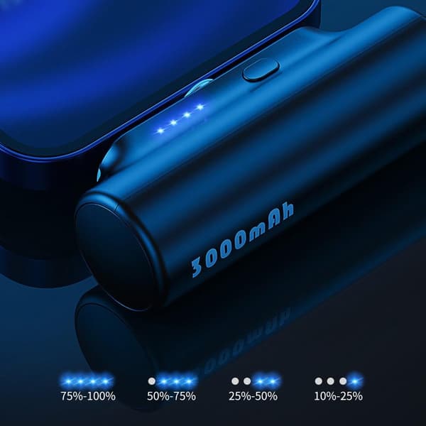 3000mAh Power Bank med 3 magnetiske adaptere Black
