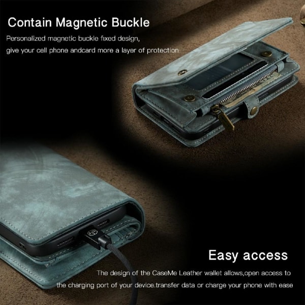CASEME iPhone 13 Pro Max Retro plånboksfodral - Blå Blå
