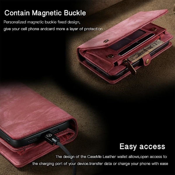 CASEME iPhone 13 Mini 2-in-1 Wallet Phone Shell - Red Red