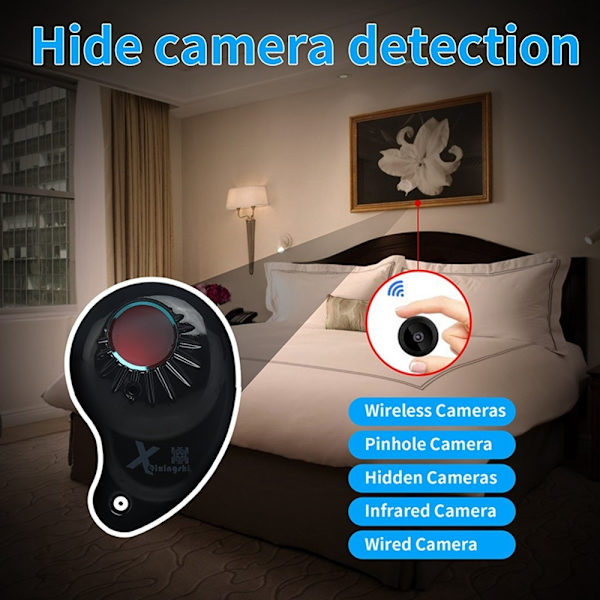 højfølsom trådløst RF-signal skjult kameradetektor Scan magnetisk GPS-locator Black