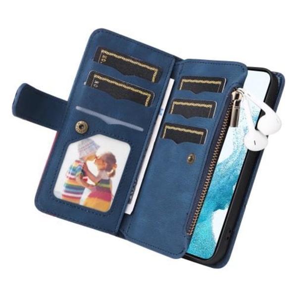 KT Multifunksjons Serie-5 For Samsung Galaxy S23 Plus Telefonveske Blue