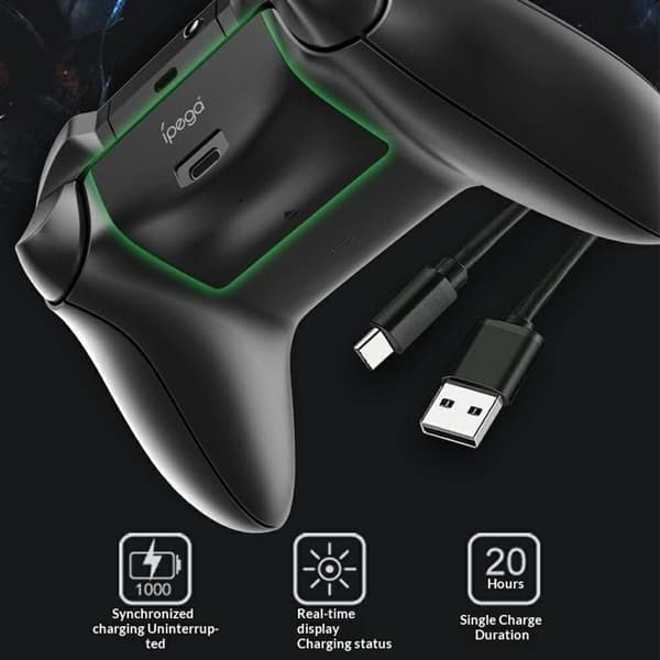 Batteri til Xbox Series X/S spillkontroller 1000 mAh batteripakke ladekabel Black