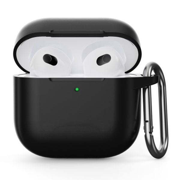 Til AirPods 4 Silikonetui Integreret Bluetooth-hovedtelefoncover med krog - Sort Black