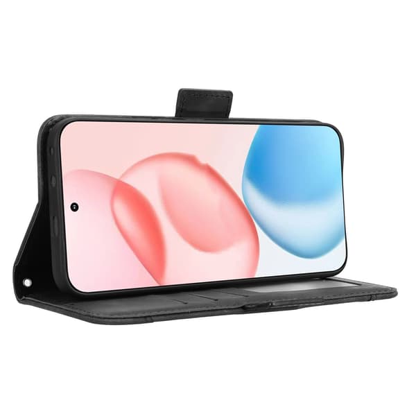 Til Honor 400 5G Etui Telefonpung med Flere Kortlommer - Sort Black