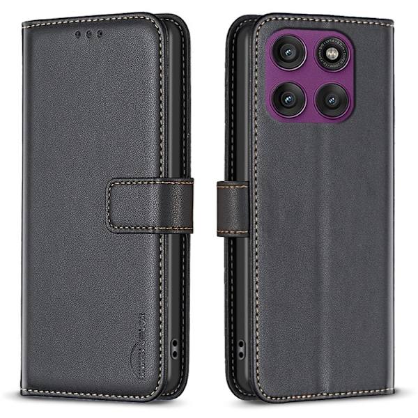 BINFEN COLOR BF17 För Motorola Edge 60 Pro 5G Fodral Plånbok Folio Flip Cover Svart