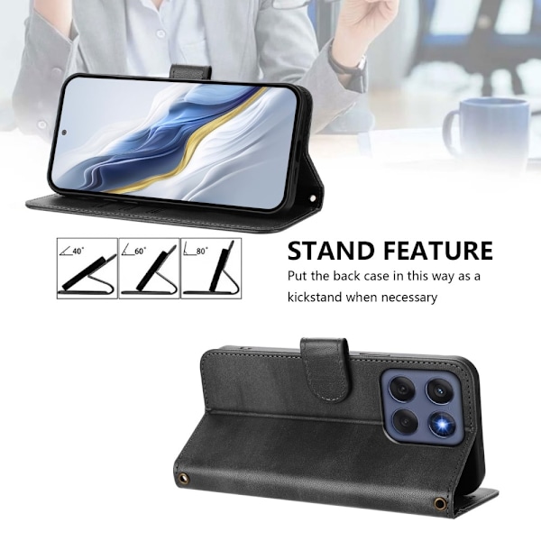 Til Motorola Edge 60 5G / 60 Fusion 5G Etui Pung Stand Retrostruktur Black