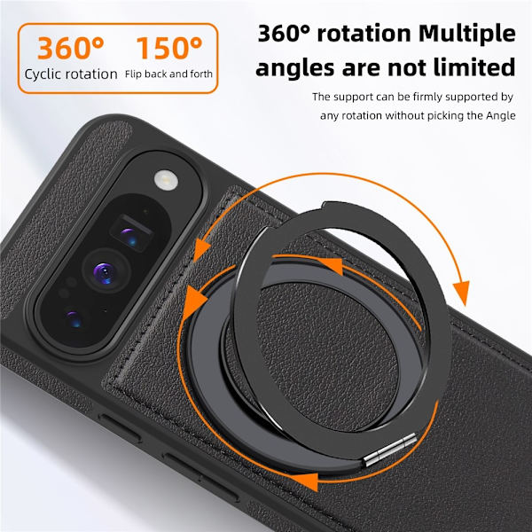 Magnetisk bagsidecover med ringstand til Google Pixel 10 Pro / Pixel 10 Black