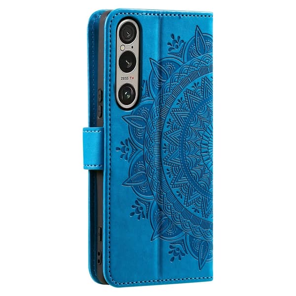 Til Sony Xperia 1 VII tegnebogscover Cover Shell Mandala Blomstermønster Blue
