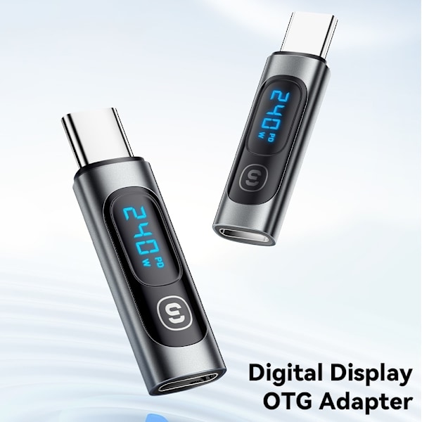 USB-C hane till USB-C hona 240W Power Meter Tester Digital Svart