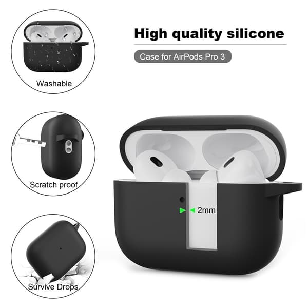 För AirPods Pro 3 Silikonfodral Integrerat Bluetooth-hörlursskydd krok MörkRöd Röd