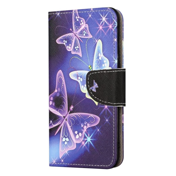 iPhone 15 Pro Lompakkotelineen kotelo Puhelimen kansi - Perhoset Purple