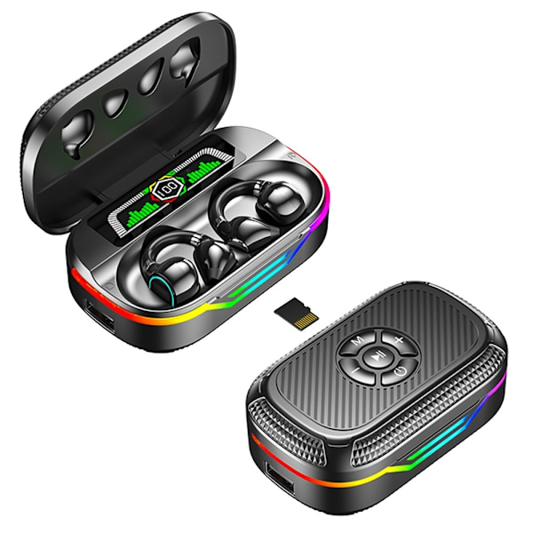 MP3 Langattomat Bluetooth-kuulokkeet RGB Clip-On Earbud Headset Black