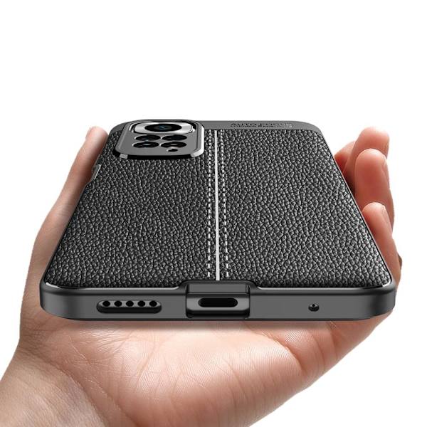 Litchi Tekstur Myk TPU-Etui for Xiaomi Redmi Note 11 / Note 11S - Svart Black