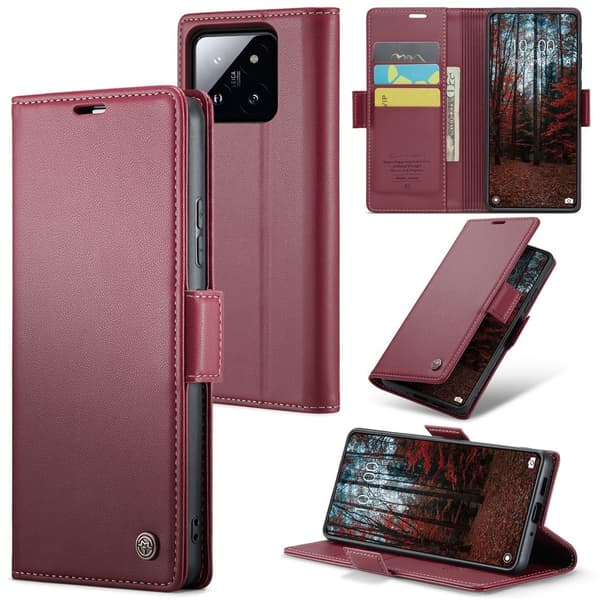 CASEME Retro Pung Taske til Xiaomi 14 Red