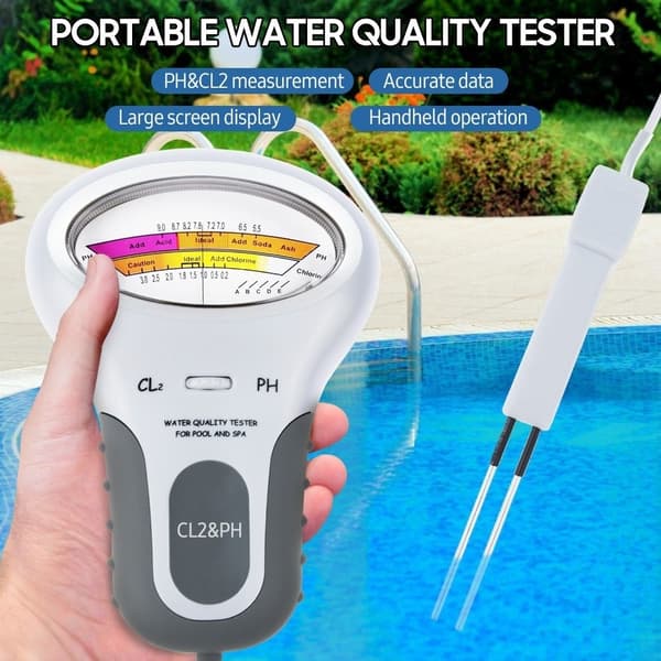 Testare Vattenkvalitet 2 i 1 pH/klornivå CL2  mätare med display för pool Spa Grön