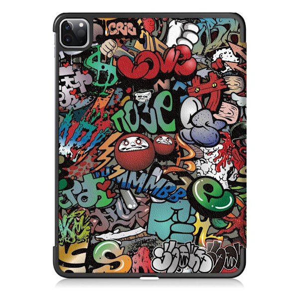 Apple iPad Pro 11 (2020) Slim fit tri-fold fodral - Graffiti Svart