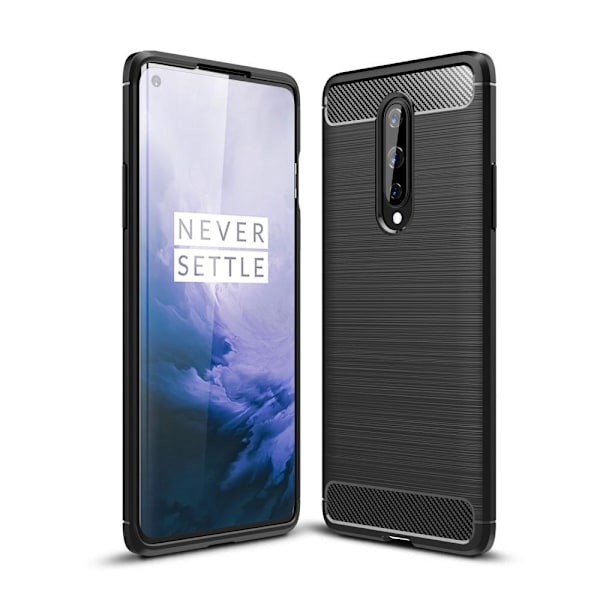 Carbon Fiber Texture Brushed TPU Cover for OnePlus 8 - Black Black