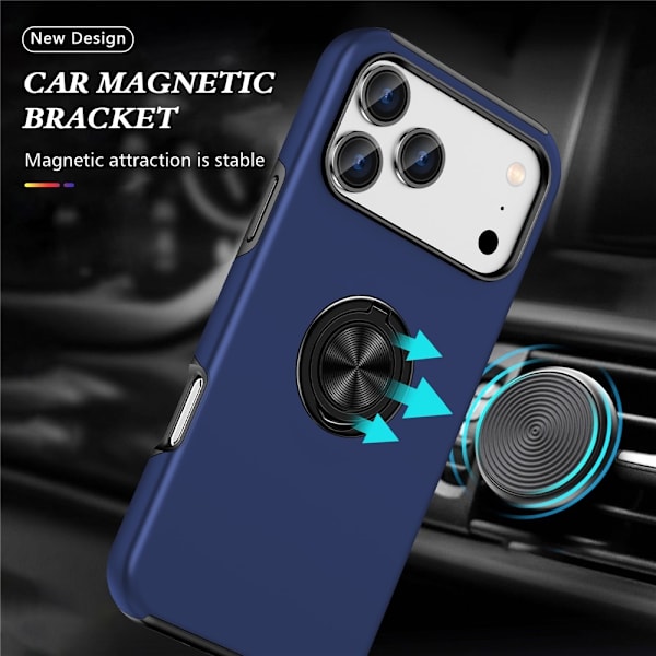 For iPhone 17 Pro Hybrid-deksel med Fingerring Blue