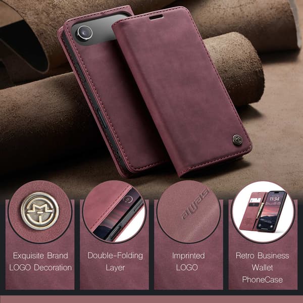 CASEME Retro lompakkokotelo iPhone Air Red