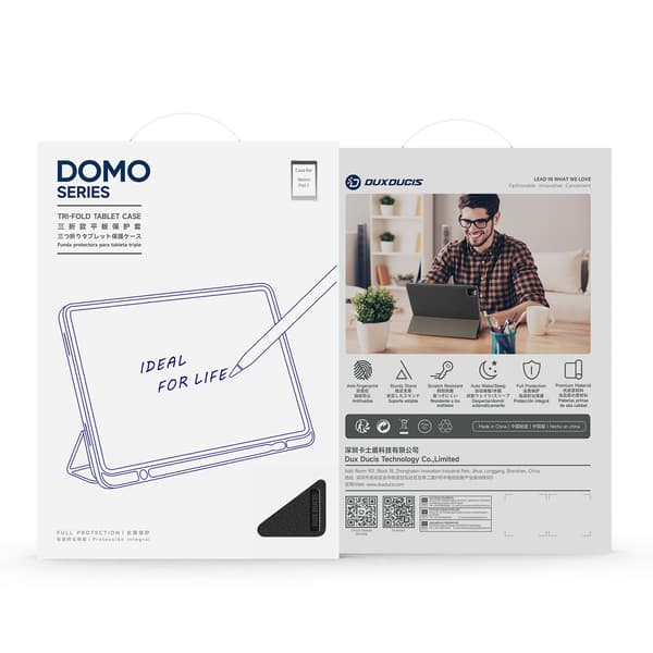 For Xiaomi Redmi Pad 2 Fodral DUX DUCIS Domo-serien Tri-fold Ställ Skyddande Tabletfodral Svart