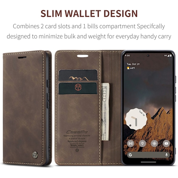 CASEME For Google Pixel 10 Pro / Pixel 10 Etui med Stativ Dark brown