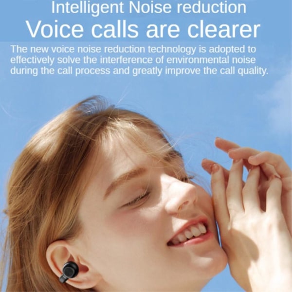 Clip-On Ear Bluetooth 5.3 Hodesett Støyreduserende Trådløs Hodetelefon Black