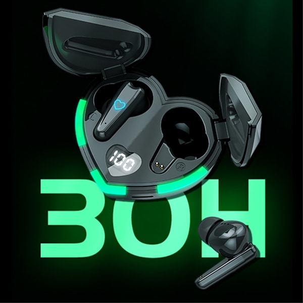Bluetooth 5.3 In-Ear Hörlurar + Hjärta Laddningsfodral - Blå Blå
