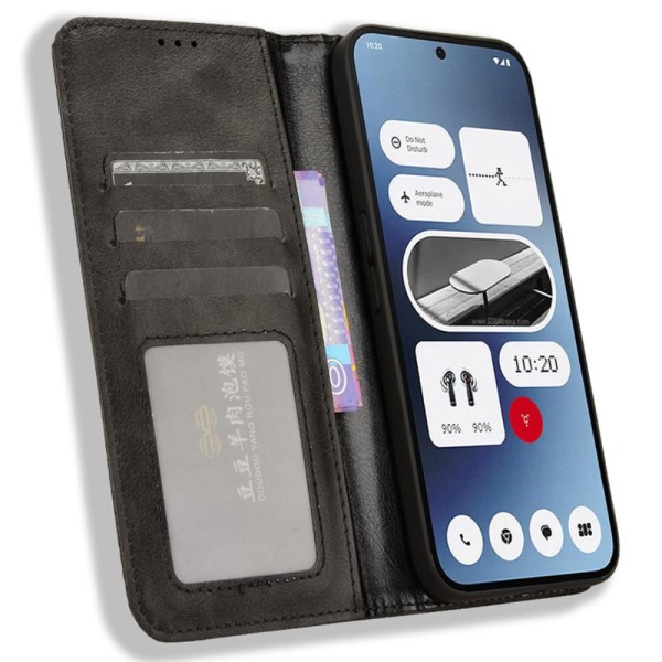 Etui med lommebok for Nothing Phone (2a) - PU-lær, magnetisk lukking Black