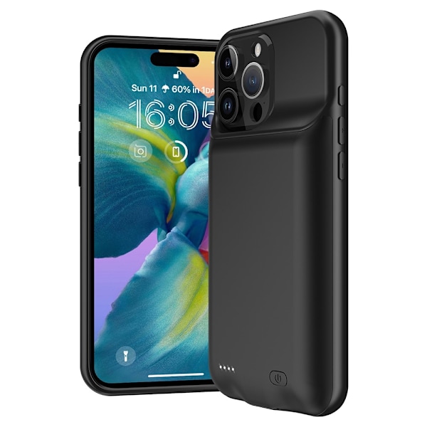 Laderetui med 7000 mAh oppladbart batteri for iPhone 16 Pro Max Transparent