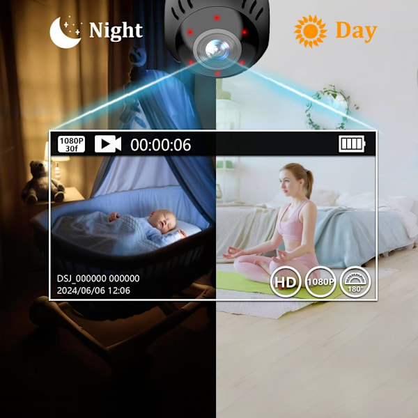 Intelligent WiFi-kamera Uppspelning i realtid Panoramautsikt Övervakningskamera Svart