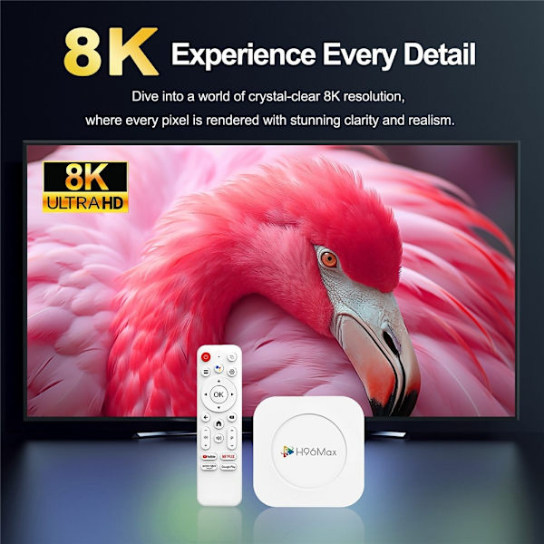 H96 MAX M1 Plus 8K Android TV-boks 4+32GB WiFi6 BT5.4 Taleassistent Mediaspiller White