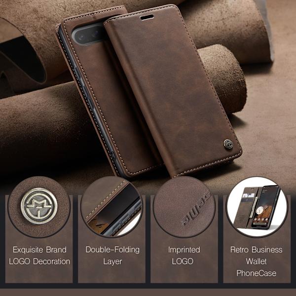 CASEME For Google Pixel 9 Pro / Pixel 9 Deksel med Kortlomme og Stativ Brown