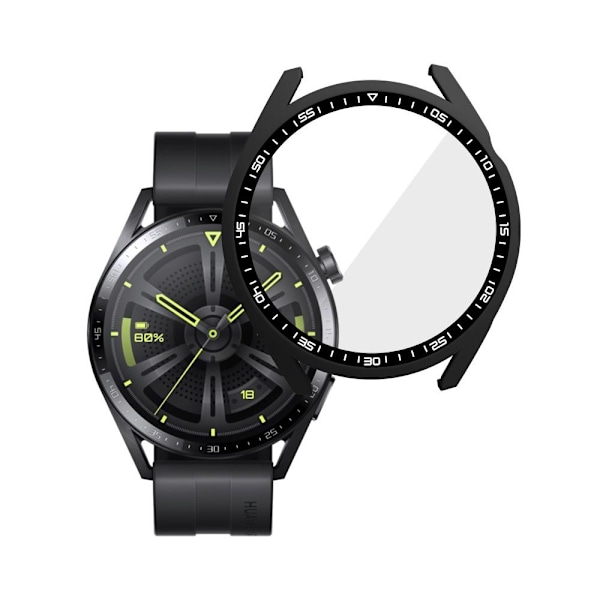 Huawei Watch GT 3 46mm kellon kotelon kehys karkaistulla lasilla musta Black