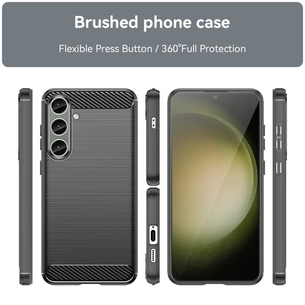 Mobildeksel for Samsung Galaxy S24+ TPU Karbonfiber Tekstur Black